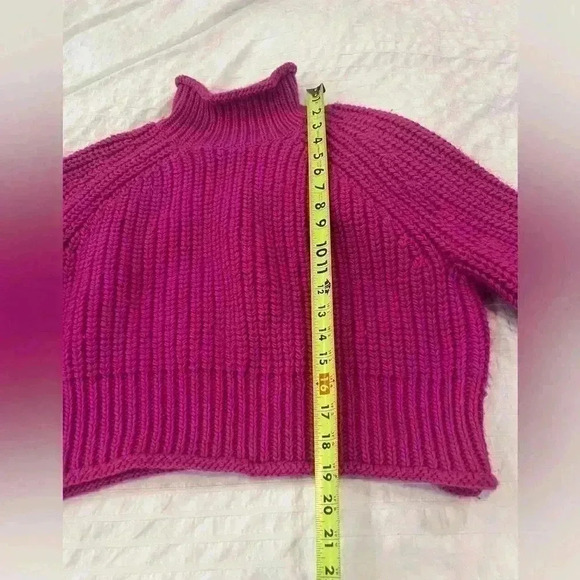 Womens fuschia chunk knit wool blend pink halter sweater size M - Picture 5 of 6